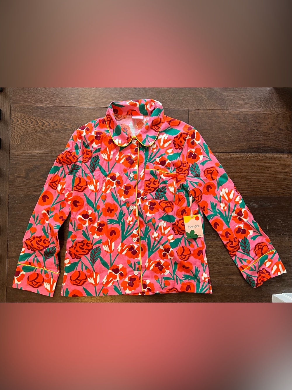 Ban.do Long Sleeve Leisure Shirt - Pink Las Flores Sz. Small
